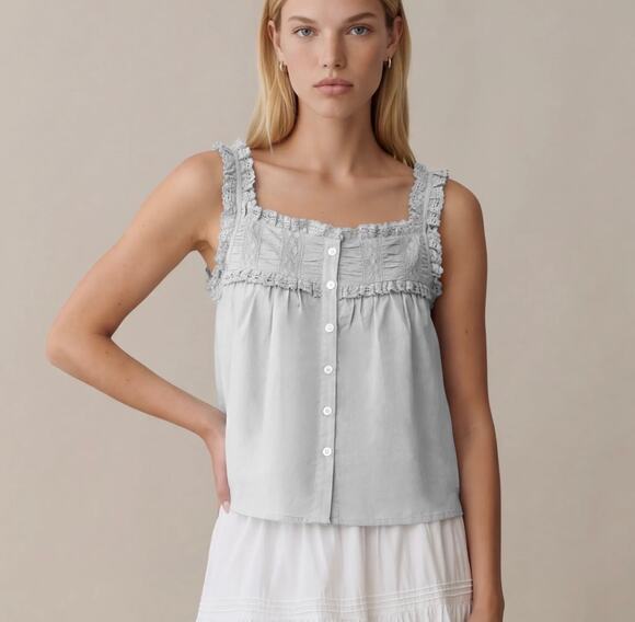 Sorella Tops - sorella Etienne Cotton Top light blue gray size 2 $172
